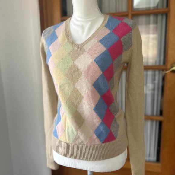 Tommy hilfiger size small multi coloured v neck sweater - Picture 1 of 4